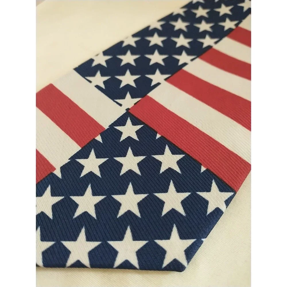 American Flag Patriotic Neck Tie Stars & Stripes  Red White Blue USA - Picture 3 of 5